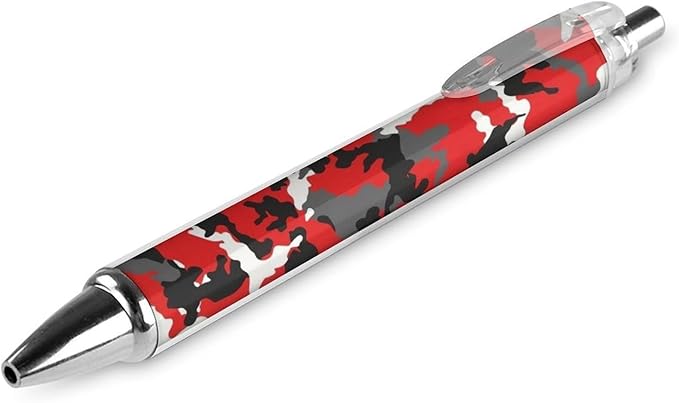Men Women Cute Ballpoint Pens with Black Ink, 0.5mm Retractable Writing Pens Red Black Camouflage Camo Ball Point Pen Office Accessories Stationary, 2 Pcs