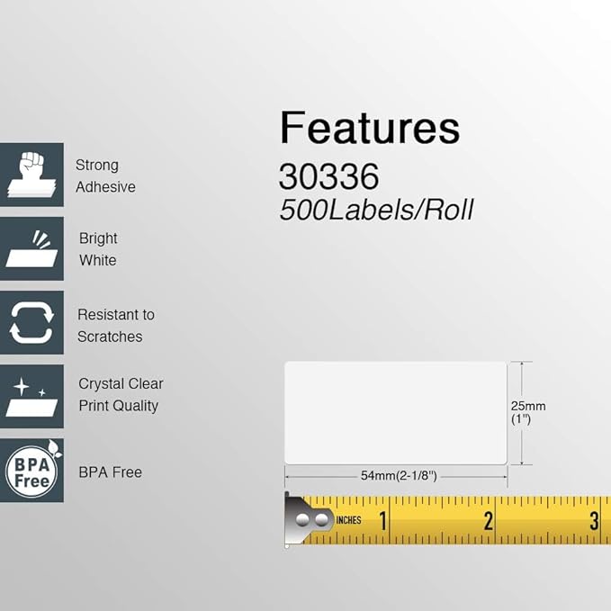 BETCKEY - Compatible DYMO 30336 (1" x 2-1/8") Rerurn Address Labels - Compatible with DYMO Labelwriter 450, 4XL, NOT FIT 550 & 5XL [10 Rolls/5000 Labels]