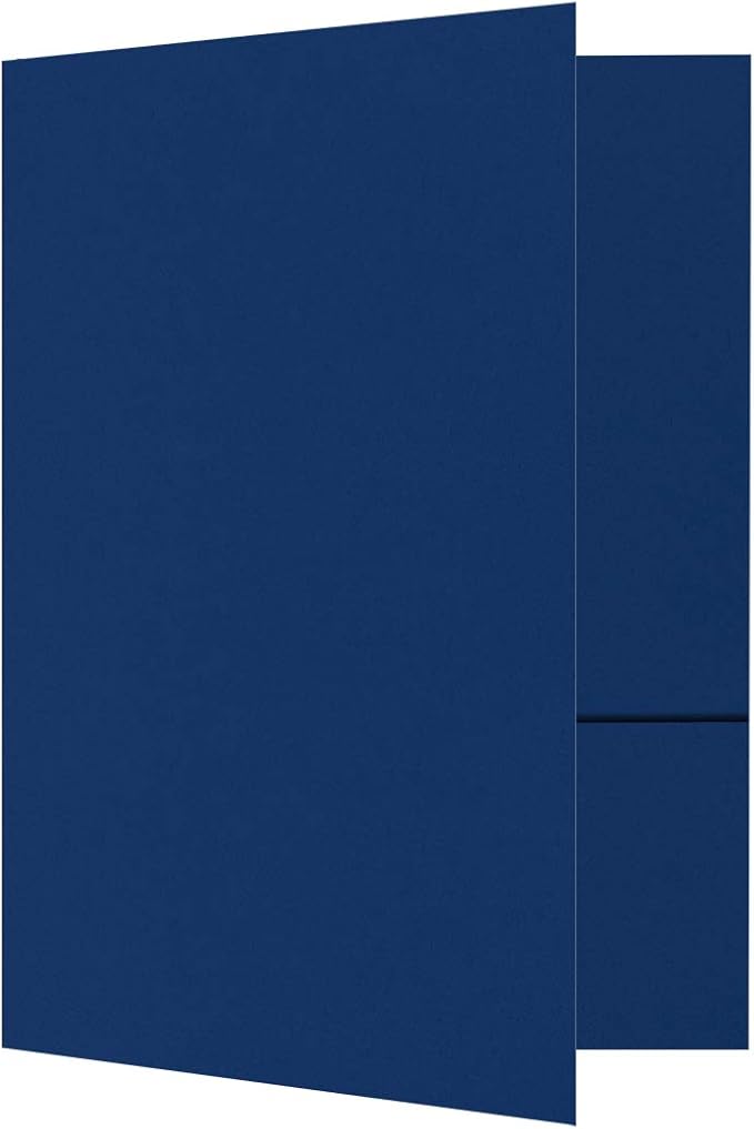 LUXPaper 9" x 12" Presentation Folders | Two Pocket | Navy Blue | 100lb. Cover | 25 Qty