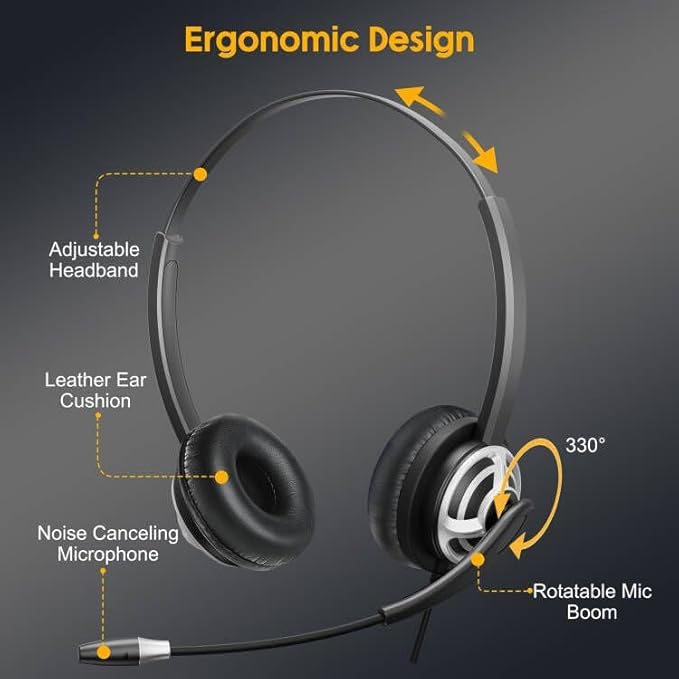 MAIRDI USB Headset With Microphone for Computer, PC, Laptop - Noise Canceling for Teams, Zoom, Office, Call Center, VoIP Phone Calls - Dictation for Dragon Voice Recognition