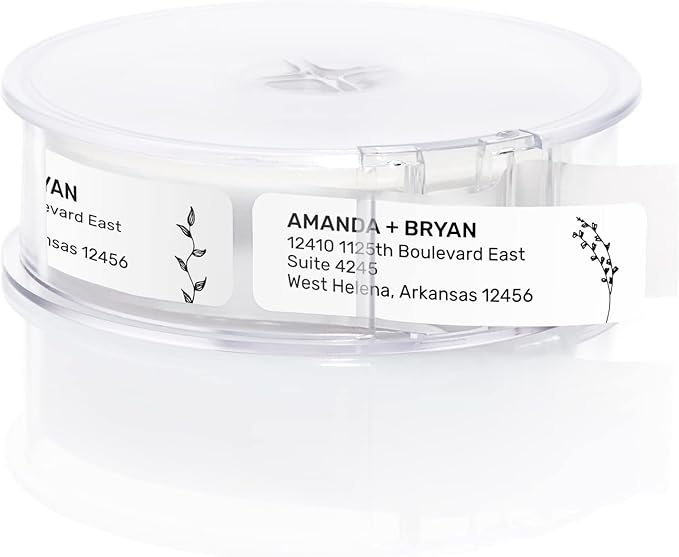 Botanical Flowers Rolled Address Labels/Roll of 250 Alternating Floral Illustrations Personalized Address Labels/Designer Return Address Stickers in Elegant Plastic Dispenser