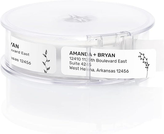 Botanical Flowers Rolled Address Labels/Roll of 250 Alternating Floral Illustrations Personalized Address Labels/Designer Return Address Stickers in Elegant Plastic Dispenser
