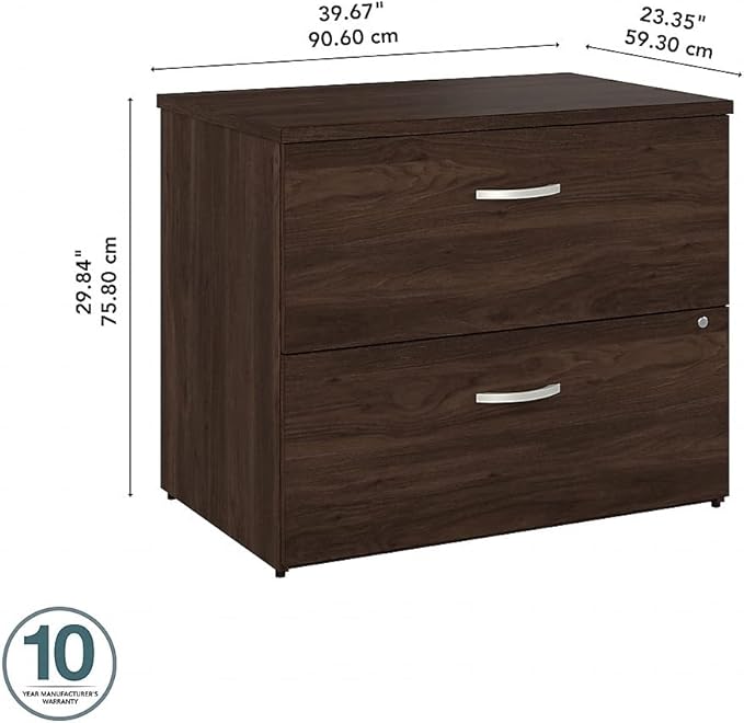 Bush Business Furniture Hybrid 2 Drawer Lateral File Cabinet in Black Walnut - Assembled