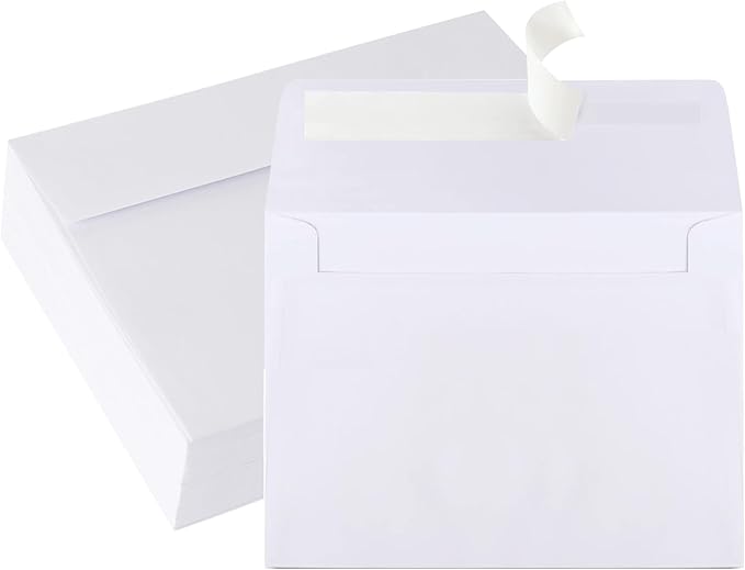70 Packs A4 White Envelopes, 4 1/4 x 6 1/6 Size for Invitations, 120gsm White 4x6 Envelopes Self Seal for Weddings, Baby Shower, Photos, Postcards, Greeting Cards, Mailing