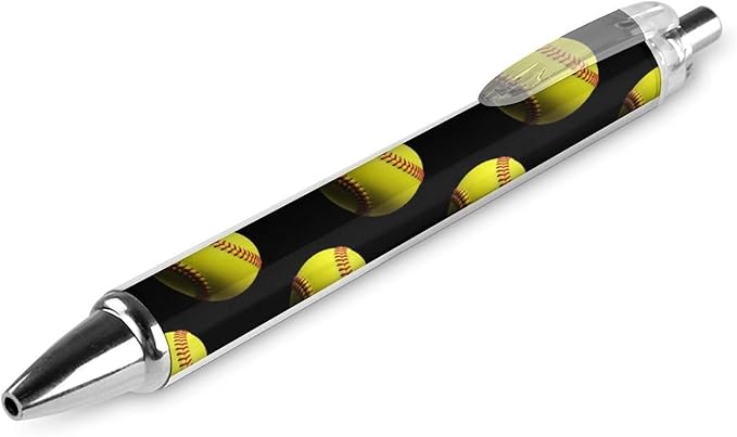 2 Pcs Softball Black Ballpoint Pen for Women Men, Retractable Black Ink Ball Point Pens Smooth Writing Office Supplies, 0.5mm