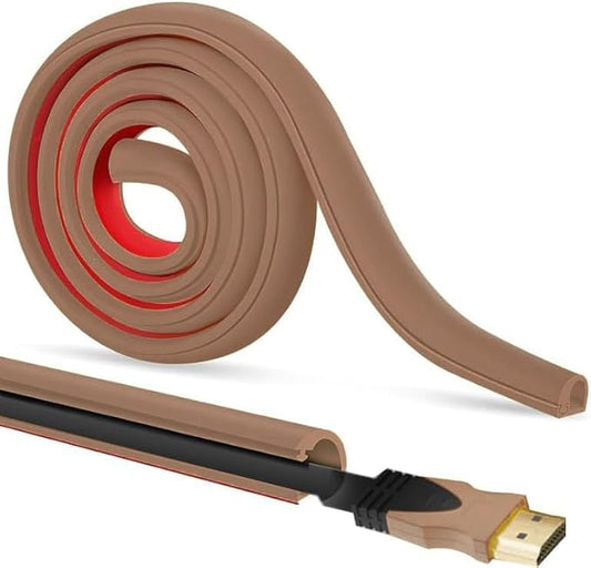 RPXRPXSide Open One Cord Cable Raceway Wire Cover for Cords, Our Cable Track is Best Suited for one Wire (Diameter <0.27"),Wire Raceway Management Cable Concealer Channel (Brown, 196in)
