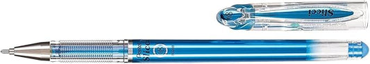 Pentel Arts Slicci Metallic 0.8 mm Needle Tip Gel Pen, Metallic Blue Ink, Box of 12 (BG208-MC)