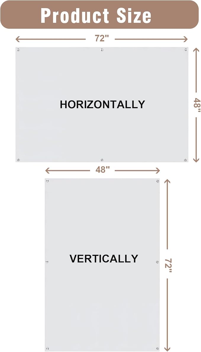 Magnetic Glass Whiteboard，72"x48" Wall Mounted Frameless Dry Erase Board for Office, Home & School Ultra White