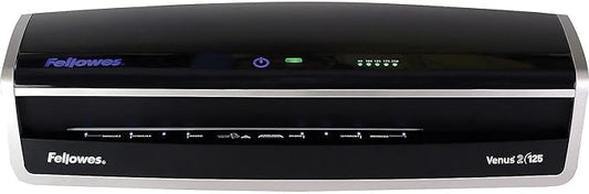 Fellowes Laminator Venus 2 125, Rapid 30-60 Second Warm-up Laminating Machine, with Laminating Pouches Kit (5734801), Black, Silver, 5.1" x 21.3" x 8.2"