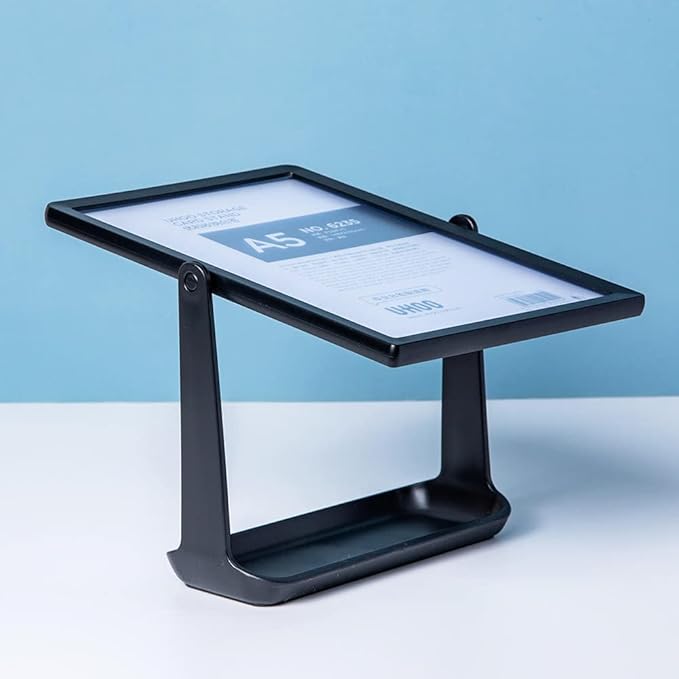 ABS Plastic Sign Holder, Menu Displays T Shape Sign Stand, Rotating Display Stand for Ads, Menu, Photos, Business Card (Black A4 210×297mm/8.27×11.69 inches)