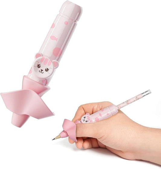 Pencil Grips for Kids Smart Pressure‑Controlled Writing Pencil Holder Gripper Posture Correction & Ergonomic Writing Tools Preschool Kindergarten Classroom & Homeschool Supplies (Pink)