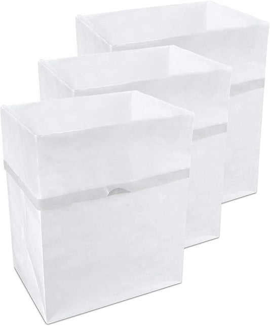 | 13 Gallon Disposable Trash Cans (3-Pack) with Fitted Trash Bags - Reusable Garbage and Recycling Bins for Parties, Events, and More (White - 17" Height x 13.5" Width x 10" Depth)