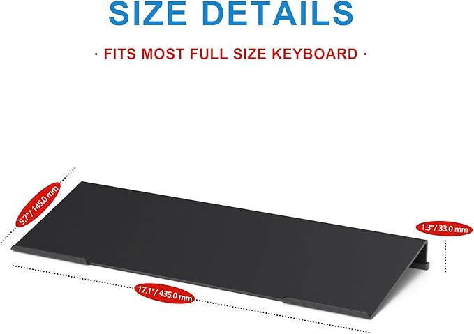 WINFFOR Comfortable Computer Keyboard Stand - 2 Pack Ergonomic Riser Acrylic Tilted Holder for Easy Typing & Working - Fits - 17'' Wide (Matte Black)