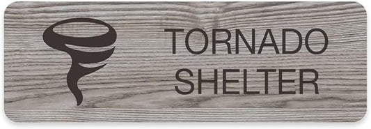 Tornado Shelter Ash Grey Sign / 3" x 9" Adhesive Mount Severe Weather Storm Shelter Sign/Restaurant Small Business Wall Door Emergency Space/Made In The USA