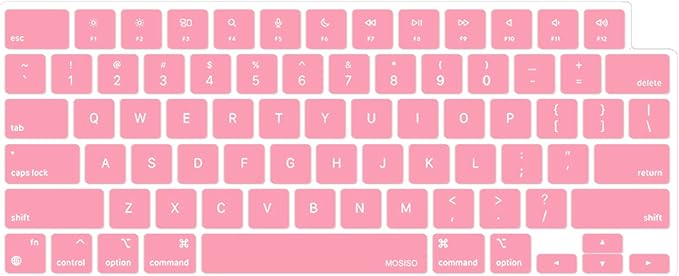 MOSISO Keyboard Cover Skin Compatible with MacBook Air 15 inch M3 A3114 M2 A2941/Air 13.6 A3113 A2681/Pro 14/16 M4 M3 M2 M1, Pink