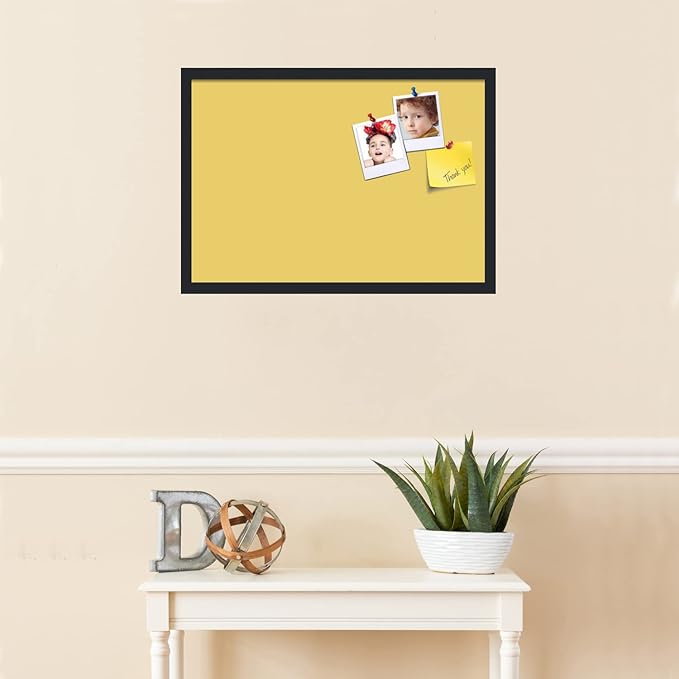 PinPix 26x18 Inch Cork Bulletin Board. This Decorative Framed Pin Board Comes with Honey Pastel Design and a Satin Black Frame. Ideal for Home Office Decor or Message Board (PinPix-1810)