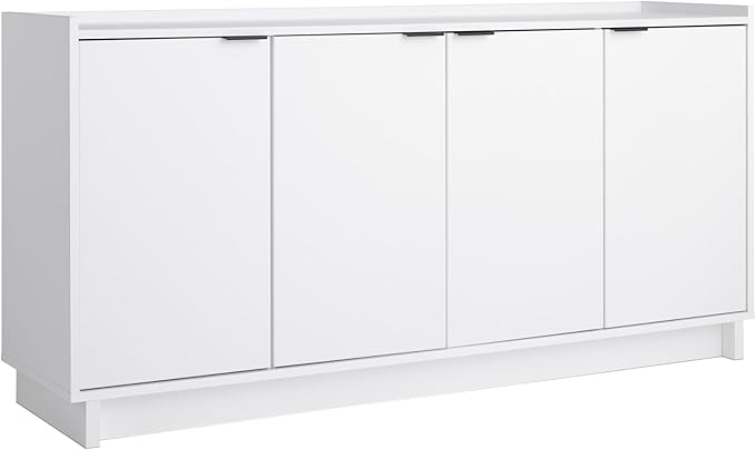 Prepac Simply Modern 4 Door Console Table with Storage, White Storage Cabinet with Doors and Shelves, Sideboard Storage Cabinet 60" W x 30" H x 16" D, WCBG-1820-1