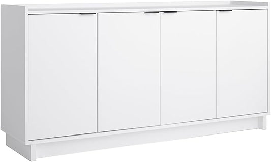 Prepac Simply Modern 4 Door Console Table with Storage, White Storage Cabinet with Doors and Shelves, Sideboard Storage Cabinet 60" W x 30" H x 16" D, WCBG-1820-1