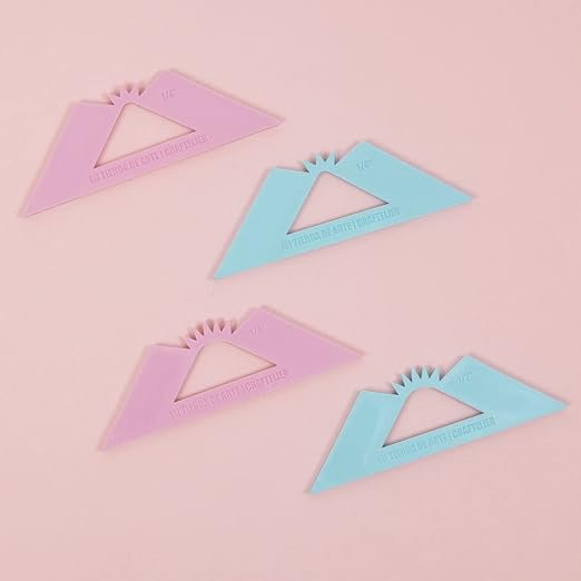 Craftelier - Set of 2 Squares for Rounded Corners Binding | Perfect Tool for Binding Planners, Binders or Albums | Two Sizes of 1/4“ and 1/2” - Color Pink