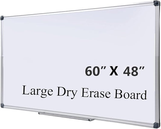 Premium 60"x 48" Magnetic Dry Erase Board with Aluminum Frame | Versatile Wall-Mounted Large Whiteboard with Pen Tray for Enhanced Office and Classroom Presentations & Collaborations