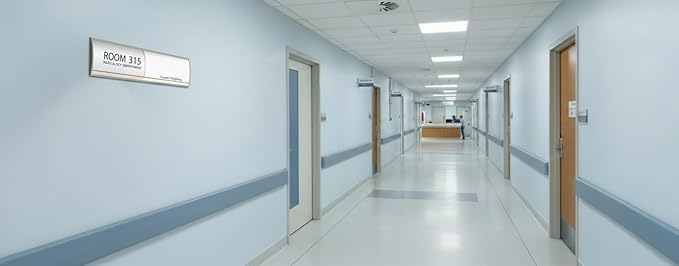 SET OF 3, WALL DOOR MOUNT SIGN HOLDER NAME PLATE FRAME DISPLAY CURVATURE PLAQUE SILVER ALUMINUM, 10.00" W x 2.36" H