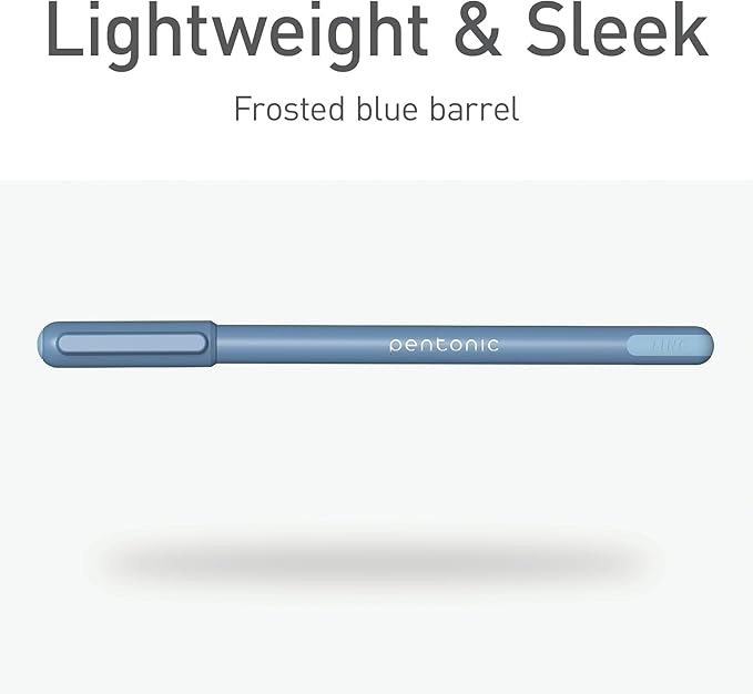 Pentonic Ballpoint Pens, 10 Count, Frosted Pale Blue Barrel with Blue Ink, 0.7 mm Fine Point, Smooth Writing For Journaling & Note Taking (PEN13085)