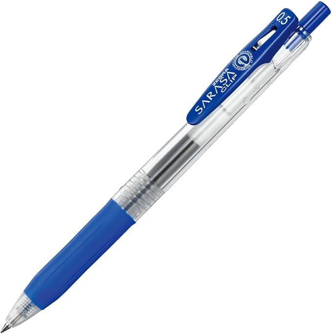 Zebra Pen Sarasa Clip Recycled Retractable Gel Pen, Fine Point, 0.5mm, Blue Ink, Ideal for School Suppies and Teacher Supplies, 75% Recycled,12-Pack (47320AMZ)