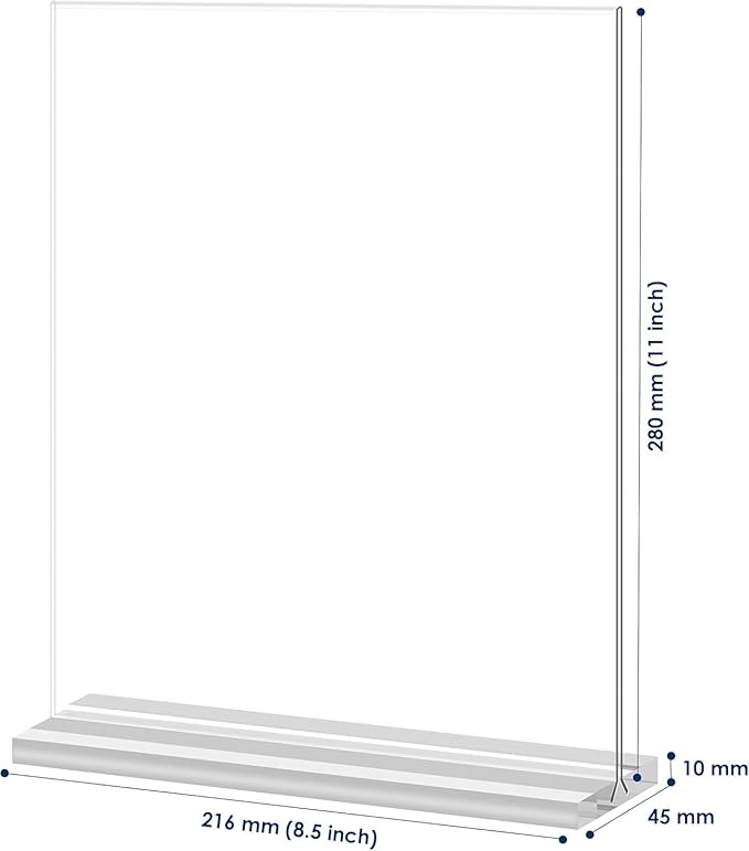 newnewshow 8.5x11 Clear Acrylic Sign Holder, Display Stand, Plastic Card Holder for Business, Office, Retail (3 Pack 8.5x11)