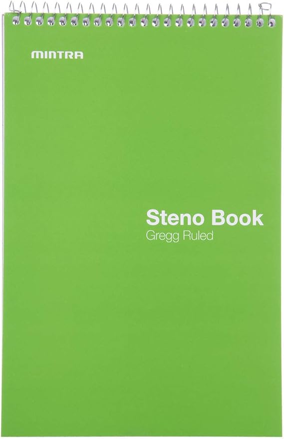 Mintra Office Steno Book - (Primary Colors, 4 Pads/Pack, Gregg Ruled) - 6inx9in, 70 Sheets, Notebook for writing notes in school, university, college, work, office