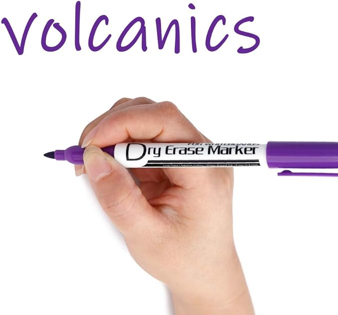 Volcanics Purple Dry Erase Markers Low Odor Fine Whiteboard Markers Thin Box of 12