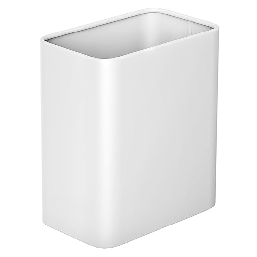 Cesun Small Bathroom Trash Can 2.1 Gallon Wastebasket, Modern Metal Garbage Can Office Waste Basket, White Stainless Steel Trash Bin for Bedroom, Home Office, Toilet, rv, Near Desk, Under Sink.