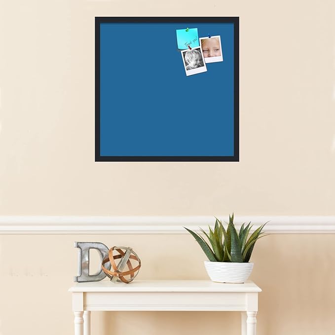 PinPix 24x24 Inch Cork Bulletin Board. This Decorative Framed Pin Board Comes with Navy Pastel Design and a Satin Black Frame. Ideal for Home Office Decor or Message Board (PinPix-1811)