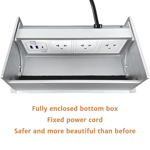 ZESHAN Conference Table Power hub Desktop pop up Outlet with 3 US Plugs and USB C Fast Charger for Home Office Tabletop, 1.8M Extension Power Cord for Desk, Silver