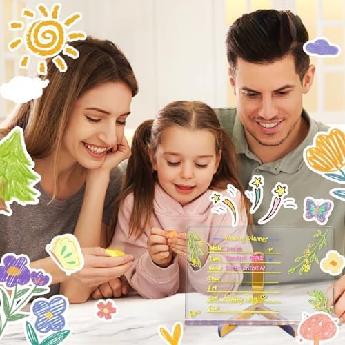 LED Note Board with 7 Colors, Light up Acrylic Message Board, Night Light outwards Writing Drawing Dry Erase Board, Personalized Note Board with Colors Large and 7 Pens for Kids (11.81 * 7.87inches)