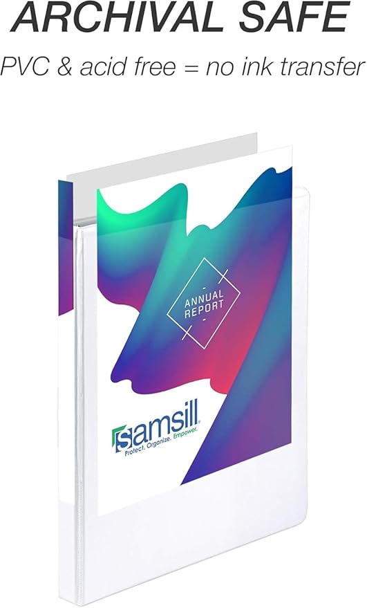 Samsill Durable 0.5 Inch Binder, Made in The USA, D Ring Binder, Customizable Clear View Cover, White, 24 Pack, Each Holds 125 Pages