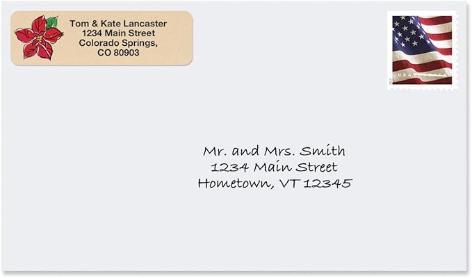 Krafty Christmas Rolled Personalized Return Address Mailing Labels with Dispenser, Set of 250, 5 Designs, Small ¾ x 2½ Inch Size, Custom Self-Adhesive Sticker Roll, by Colorful Images