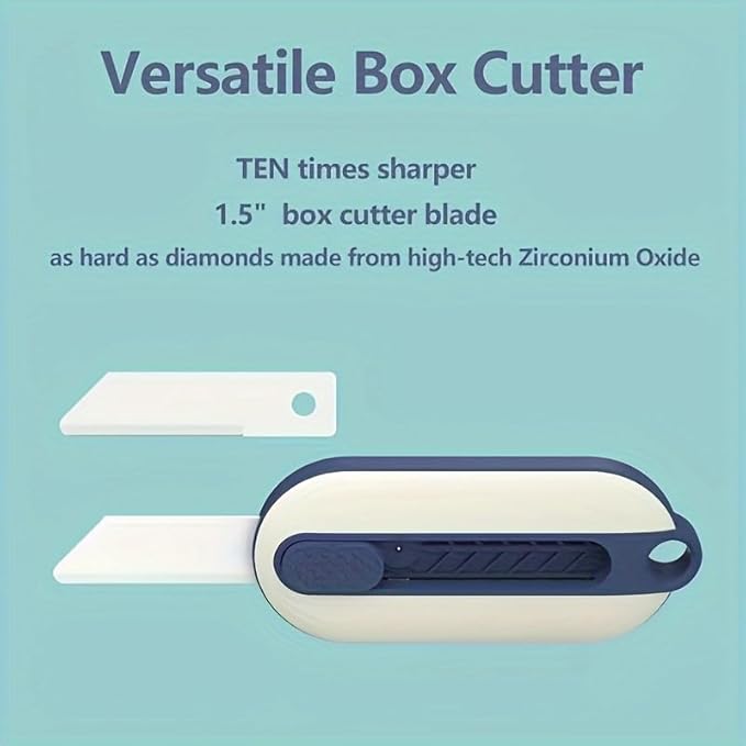 Ceramic Box Cutter Retractable, 40mm Blades Box Opener, Mini, Safety, Cute Box Cutter For Women