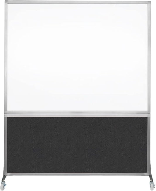 DivideWrite Mobile Whiteboard | Double Sided Dry Erase Board | Portable Office Cubicle Partition | Display for Classrooms, Conference Rooms, Meeting Areas and More | Black Fabric 5' Wide X 6' Tall