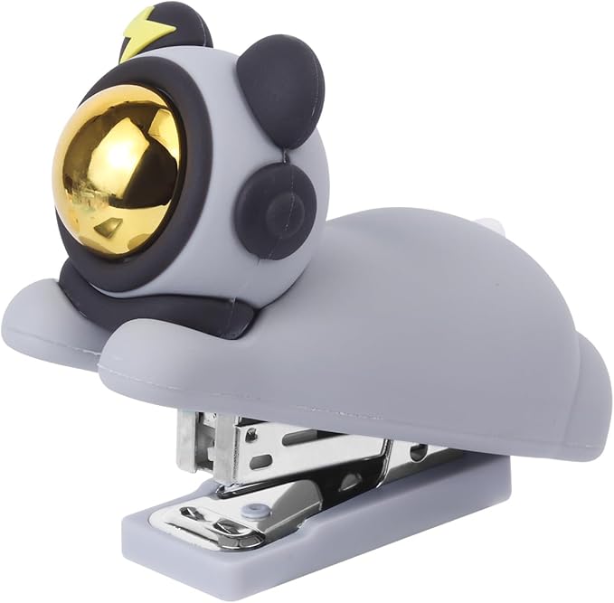 Honagu Cute Stapler, Cartoon Stereoscopic Silicone Stapler, Labor-Saving Office Supplies, Desktop Stationery Gift for Students Kids (Grey)