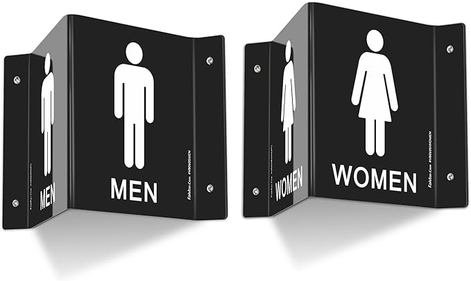 Faittoo Restroom Sign, Bathroom Signs, (2 Pack) 6 x 8 Inches Acrylic Sign, for Office or Business Bathroom and Toilet Door or Wall Decor, Indoor Outdoor Use, Black (Men and women Set)