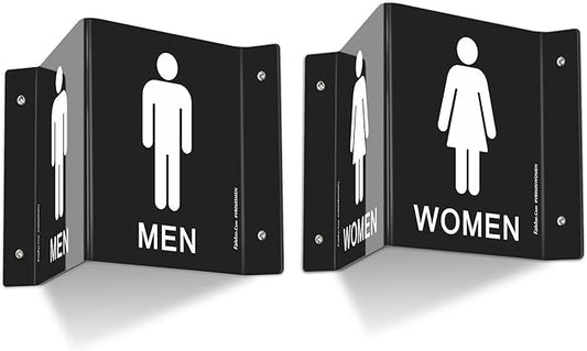 Faittoo Restroom Sign, Bathroom Signs, (2 Pack) 6 x 8 Inches Acrylic Sign, for Office or Business Bathroom and Toilet Door or Wall Decor, Indoor Outdoor Use, Black (Men and women Set)