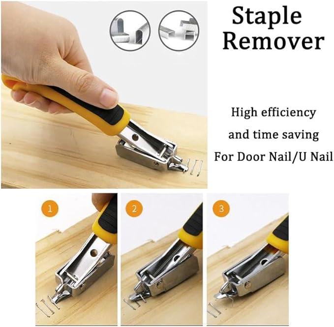3PCS Heavy Duty Staple Remover Kit with Nail Puller, Tack Lifter Multi Tool for Upholstery, Flooring, Wooden Crates, Carpets, Walls, Construction Projects (Ergonomic Grip and Durable Steel)