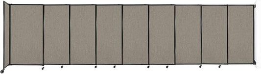 Wall-Mounted Sliding StraightWall Room Divider | Adjustable Widths | Locking Wheels | Room Separator | Up to 19'9" Wide x 5' Tall Warm Pebble Fabric Panels