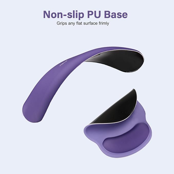 MOSISO Wrist Rest Support for Mouse Pad&Keyboard Set, Circle Curved Ergonomic Mousepad&Coaster Non-Slip Base Home/Office Pain Relief&Easy Typing Pad with Soft Cloth&Silicone Lining, Imperial Purple