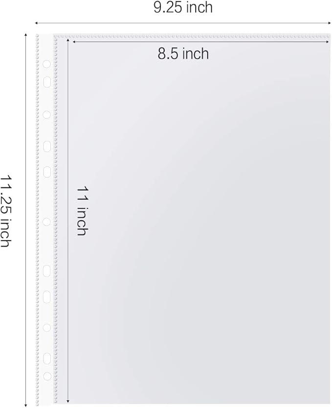 Sheet Protectors, HERKKA 400Pack Heavy Duty Page Protectors Holds 8.5 x 11 inch Sheets, 9.25 x 11.25 inch Top Loading, Clear, Reinforced 11-Hole Fit for 3 Ring Binder