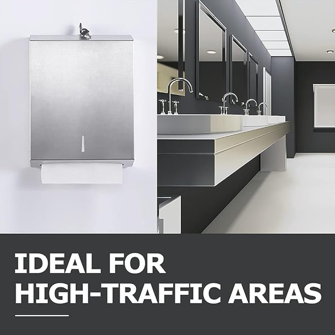 Paper Towel Dispenser Wall Mount Commercial, Fingerprint -Proof Paper Towel Holder for c-fold/Multi-fold/Tri-fold, Touchless Hand Towel Dispenser with Lock