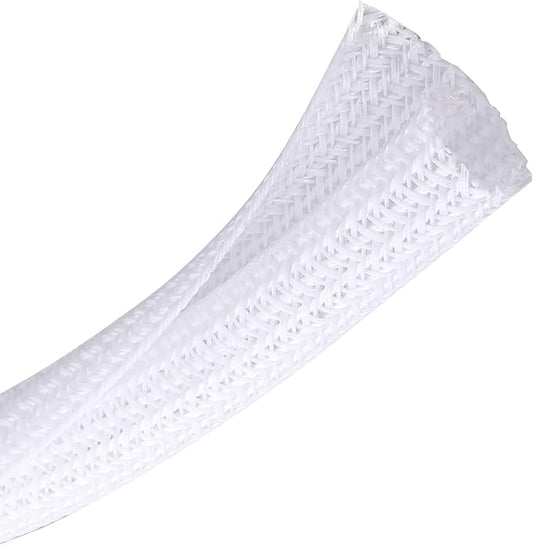CrocSee 10ft - 3/4 inch Braided Cable Management Sleeve Cord Protector - Self-Wrapping Split Wire Loom for TV/Computer/Home Theater/Engine Bay - White