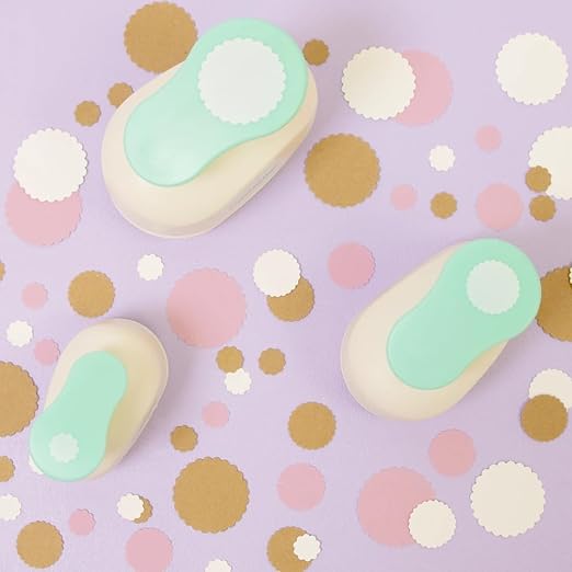Craftelier - Circle Scallop Punch Set | 3/8", 5/8" & 1" Shape Scalloped Hole Puncher for Paper Crafts | Round Scalloped Hole Punch for Scrapbooking, DIY Cards & Journals | Craft Punch Set for Paper