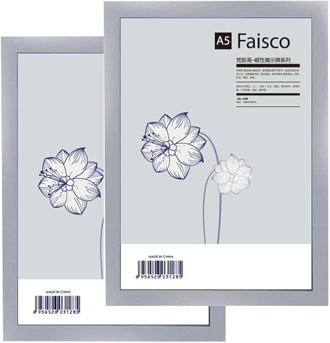 Wall Mount Sign Holder Self Adhesive Magnetic Display Frame Clear Document Frame for Office, Store, School, Home, Wall Picture Frame 2Pack (Silver A3 297×420mm/11.69×16.54inches)