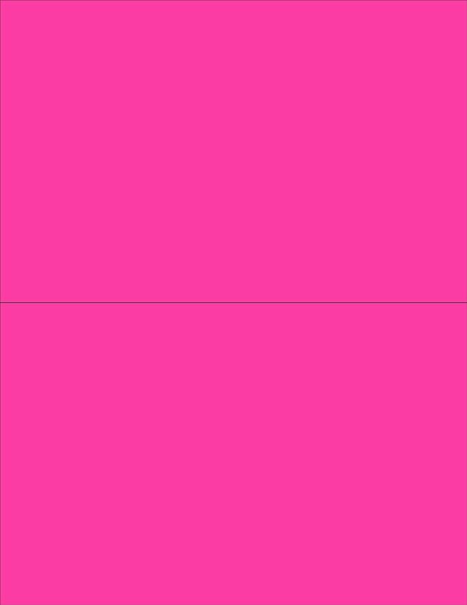 NextDayLabels - 8-1/2 x 11 Neon Color High Light Fluorescent Labels for Laser & Inkjet Printer (Pink Fluorescent, 8-1/2" x 5-1/2" - 2 Per Page | 50 Labels)
